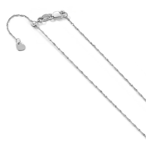 with Secure Lobster Lock Clasp Solid 14k White Gold Singapore 1mm 